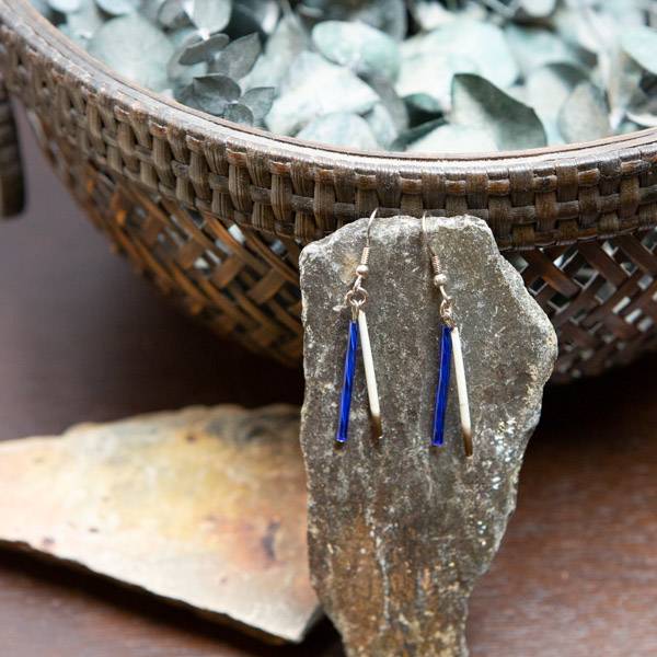 Porcupine Earrings blue